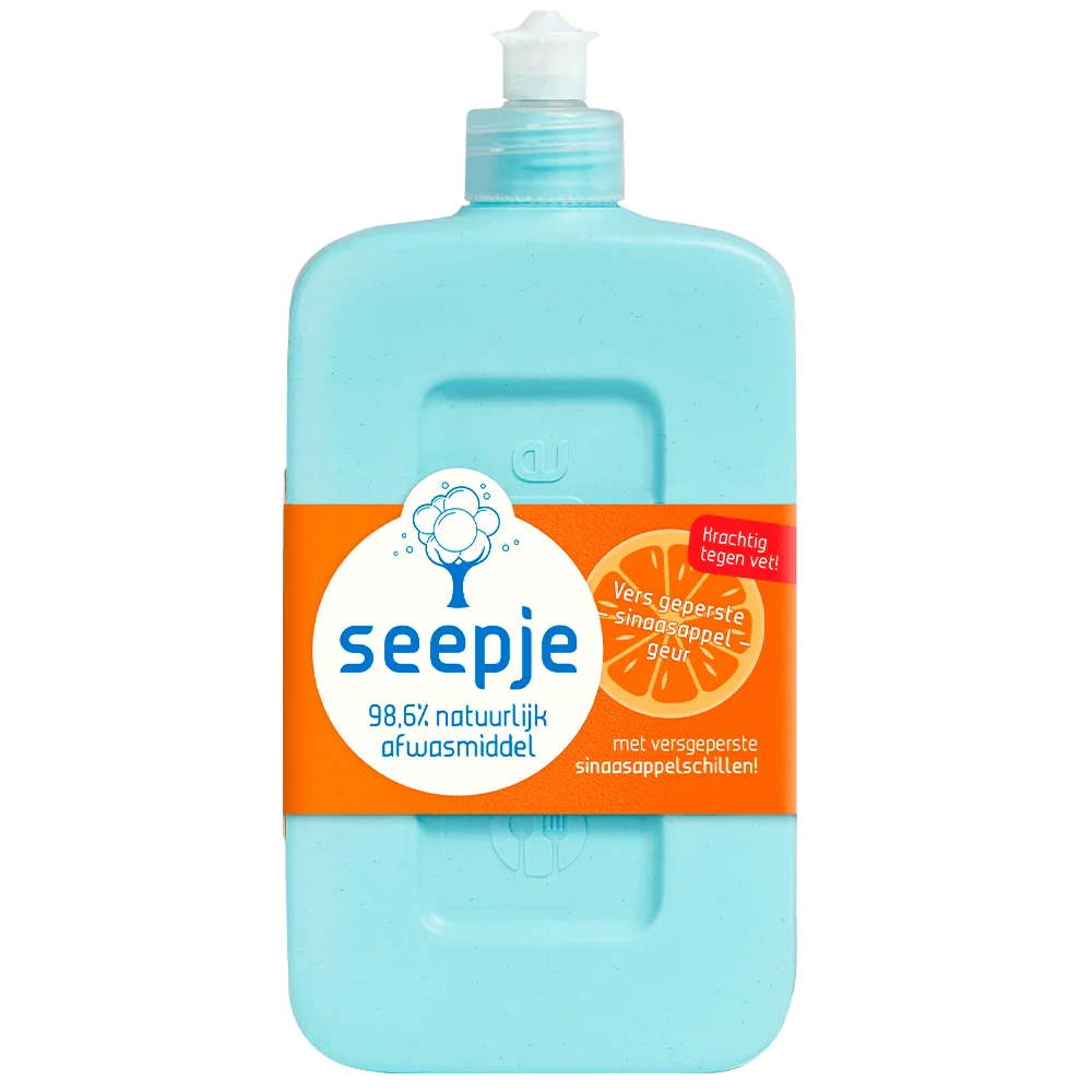 Seepje Afwasmiddel Versgeperste Sinaasappel reinigt je vaat op natuurlijke wijze en is pH-huidneutraal | Ecocert en Vegan gecertificeerd | 500ml