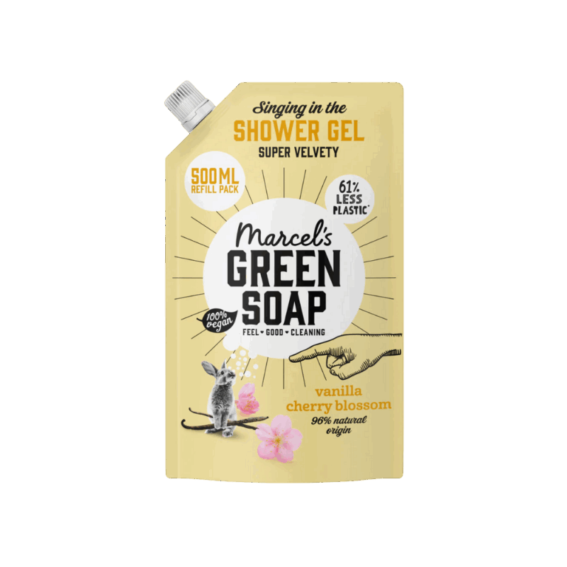 Marcel’s Green Soap Shower Gel Refills bieden een natuurlijke en verfrissende manier om je huid te reinigen. De plantaardige ingrediënten verzorgen de huid terwijl de heerlijke geuren zorgen voor een aangename douche-ervaring. Dankzij de navulverpakkingen bespaar je plastic en draag je bij aan een duurzamere badkamer. Verkrijgbaar in drie varianten: Lavendel & Rozemarijn, Sinaasappel & Jasmijn, en Vanille & Kersenbloesem.