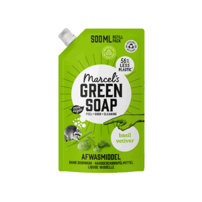 Marcel’s Green Soap Afwasmiddel Refills 500ml zijn de duurzame keuze voor een brandschone vaat. De natuurlijke formule verwijdert vet en vuil moeiteloos, terwijl de heerlijke geuren zorgen voor een plezierige afwaservaring. Dankzij de handige navulverpakkingen bespaar je plastic en draag je bij aan een schonere wereld. Verkrijgbaar in twee frisse varianten: Sinaasappel & Jasmijn en Basilicum & Vetiver.