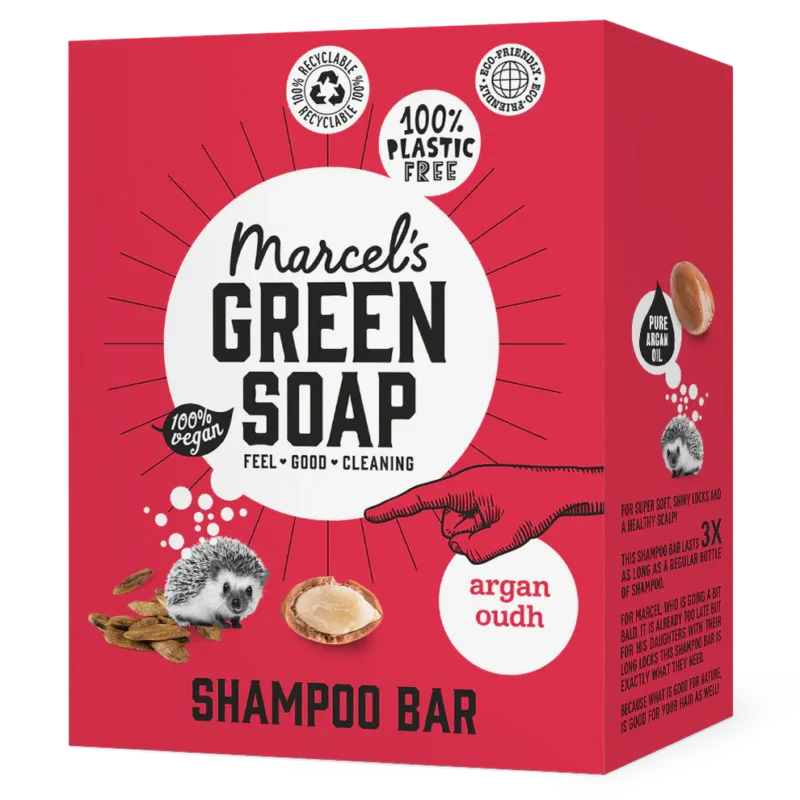 Marcel’s Green Soap Shampoo Bars bieden een natuurlijke en duurzame manier om je haar te reinigen en verzorgen. De plantaardige ingrediënten reinigen mild, versterken de haarstructuur en laten een aangename geur achter. Verkrijgbaar in drie heerlijke varianten: Argan & Oudh, 2-in-1 Mimosa & Zwarte Bes, en Vanille & Kersenbloesem | Marcel's Green Soap Shampoo Bar Argan & Oudh