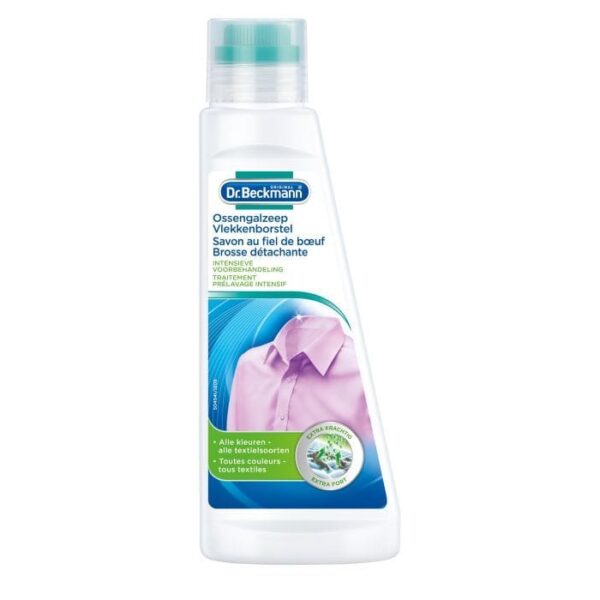 De Dr. Beckmann Ossengalzeep Vlekkenborstel heeft een groot vetoplossend vermogen. Het product is dan ook heel geschikt voor vethoudende vlekken in bijvoorbeeld kragen en manchetten. Andere bestanddelen van de formule helpen vlekken van bijvoorbeeld make-up, bloed en fruit te verwijderen. Door de speciale, zachte borstel verdwijnen zelfs ingedroogde en hardnekkige vlekken. Verder spaart de kleurbeschermingsformule uw textiel en verbleken de kleuren niet.