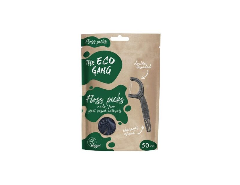 The Eco Gang Tandenstokers met Flosdraad 12st | Houtskool