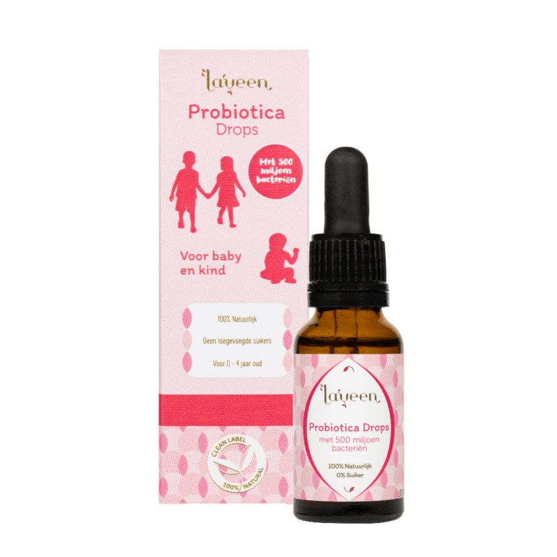 Laveen Bio Probiotica Drops voor baby en kind | Verpakking van 100% natuurlijke probiotica druppels, geschikt vanaf de geboorte.
