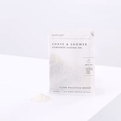 SHAVENT 2in1 Shower en scheergelpoeder | Dit wil je natuurlijk, een product die je dubbel kunt gebruiken onder de douche voor zowel wassen als scheren!