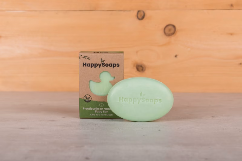 HappySoaps Baby Kids Shampoo en Body Wash Bar Aloë You Vera Much | Voor alle huidtypes | Gaat gemakkelijk 2 tot 3 maanden mee | 100% Plastic-vrij