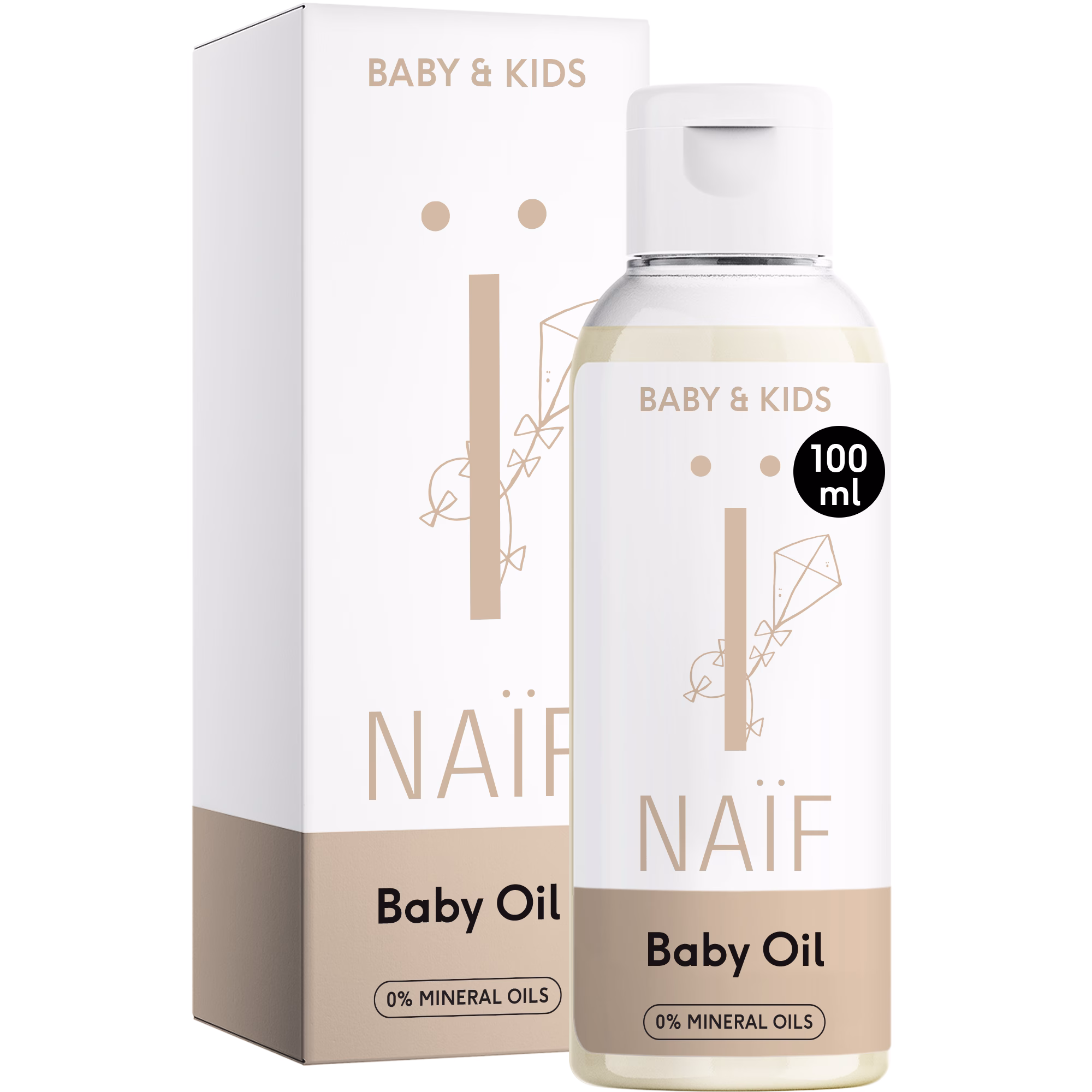 Naïf Verzachtende Babyolie voor Baby & Kids | Milde baby olie op basis van ingrediënten afgeleid uit kokosolie | Voor een zachte en gehydrateerde huid