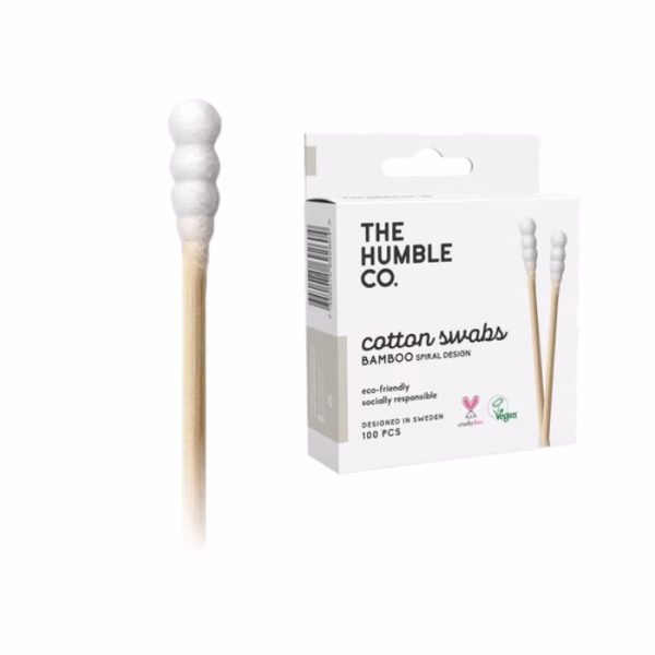 The Humble Co. Wattenstaafjes Spiraalvorm Wit | Deze wattenstaafjes zijn gemaakt met bamboe stokjes in plaats van plastic; dit maakt een wereld van verschil.