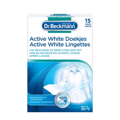 Dr. Beckmann Active White doekjes | Praktische witmakende doekjes | Met actieve witformule | Vergroot de helderheid van uw witte was