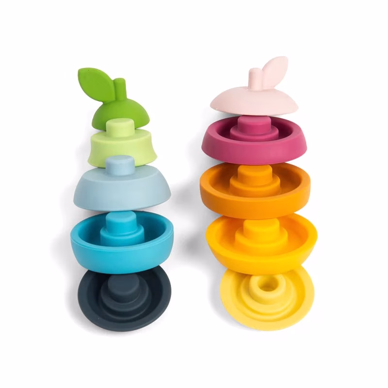 BigJigs Toys Stapelbare Appel en Peer Vanaf 12mnd | De appel en peer bestaan elk uit vijf kleurrijke stukken van verschillende grootte | Stapel toys