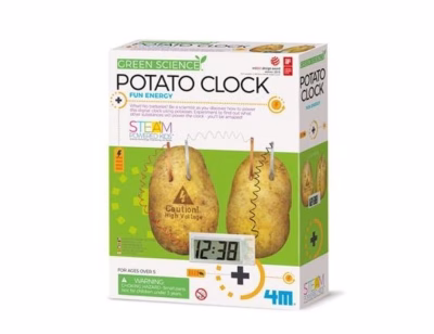 4M KidzLabs Green Science Aardappelklok | Het bijgeleverde digitale klokje kan je laten werken op aardappelen en dit zonder batterijen te gebruiken!