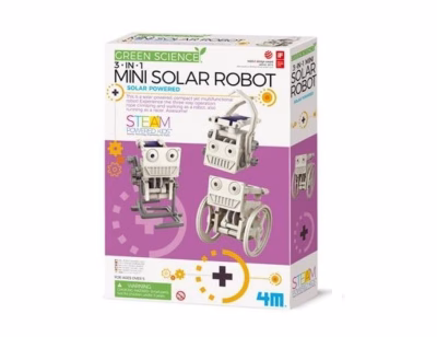 4M KidzLabs Bouwpakket 3 in 1 Mini Solar Robot | Met behulp van zonne-energiecellen op zijn rug kan de robot zichzelf voortbewegen!