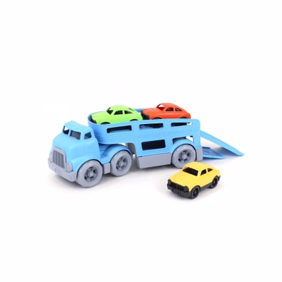 Green Toys RV Speelgoed Auto Transporter | Transportwagen met afneembare aanhanger en drie losse speelgoedauto's | 100% gerecycled speelgoed