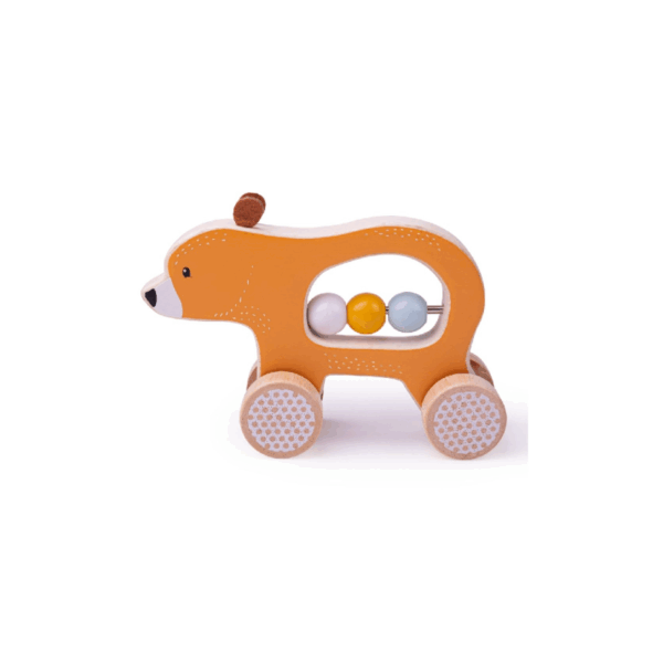 BigJigs Toys Houten Speelfiguur Beer vanaf 10mnd | Deze leuke houten beer op wieltjes rolt de kamer door! De beer is makkelijk vast te pakken en te rollen