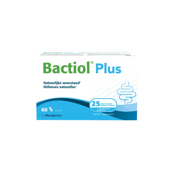 Metagenics Bactiol® Plus | Bron van levende bacteriën voor de darmen | Bevat 50% van de aanbevolen dagelijkse hoeveelheid vitamine D | 60 capsules