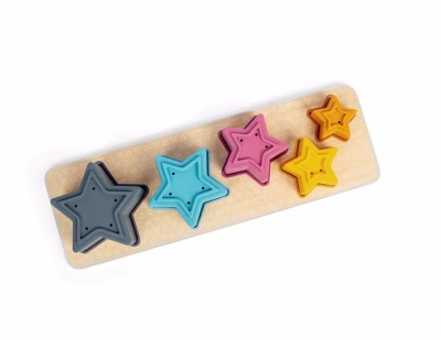 BigJigs Toys Vormen Sorteren Sterren Hout Vanaf 12mnd | Kinderen leren grootte en kleur herkennen als ze de sterren in de juiste vakjes plaatsen!