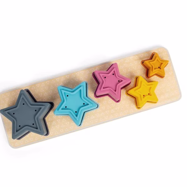 BigJigs Toys Vormen Sorteren Sterren Hout Vanaf 12mnd | Kinderen leren grootte en kleur herkennen als ze de sterren in de juiste vakjes plaatsen!