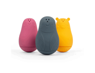 BigJigs Toys Bad vriendjes Vanaf 4mnd | Deze set bevat drie schattige badspeeltjes met Noordpooldieren | een grijze Pinguïn, gele IJsbeer en roze Zeehond