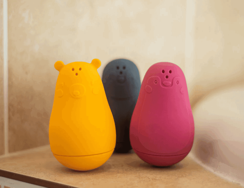 BigJigs Toys Bad vriendjes Vanaf 4mnd | Deze set bevat drie schattige badspeeltjes met Noordpooldieren | een grijze Pinguïn, gele IJsbeer en roze Zeehond