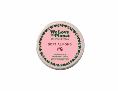 De Soft Almond variant van We Love The Planet heeft een hele zachte en milde amandelgeur. Hij ruikt fris zonder overheersend te zijn | Deo Balm blikje