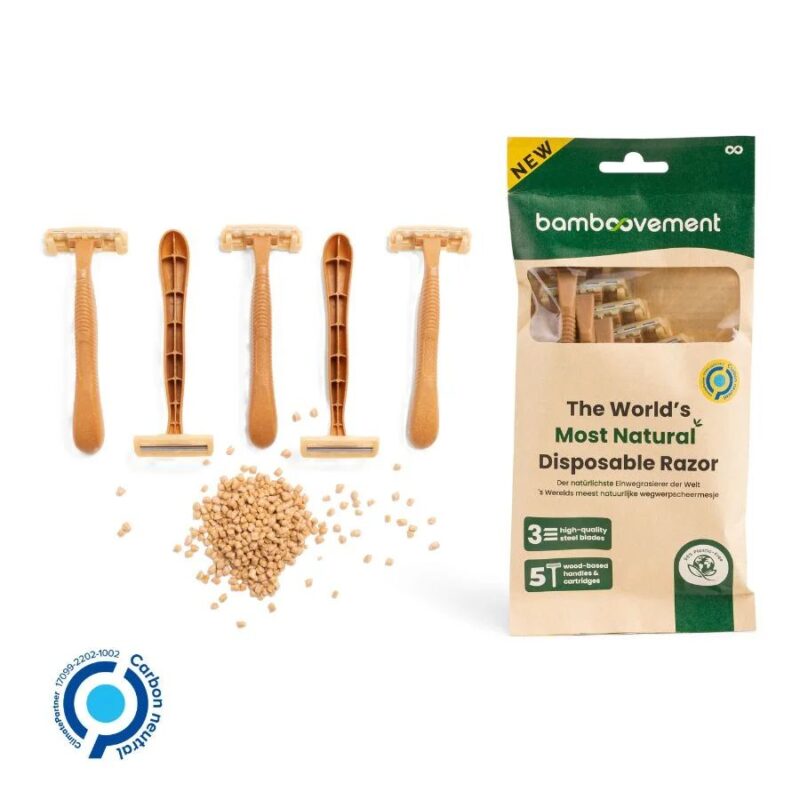 Bamboovement Scheermesjes Biocomposiet 5 stuks | Duurzame scheermesjes gemaakt van biocomposiet. Dit is een materiaal wordt gemaakt van restproducten!