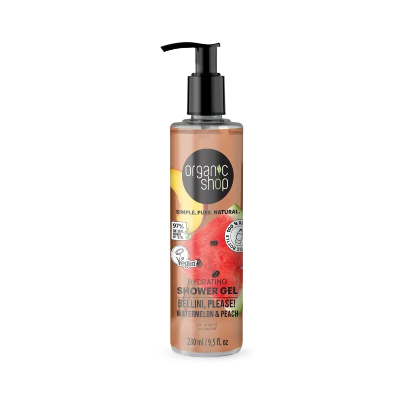 Verwen jezelf of geef een cadeau met de Organic Shop Hydrating Bellini, Please! Verzorgingsbundel. Deze set bevat een verfrissende shower gel en een hydraterende body scrub, beide verrijkt met biologische watermeloen- en perzikextracten. Ideaal voor een complete, zachte en fruitige lichaamsverzorging.