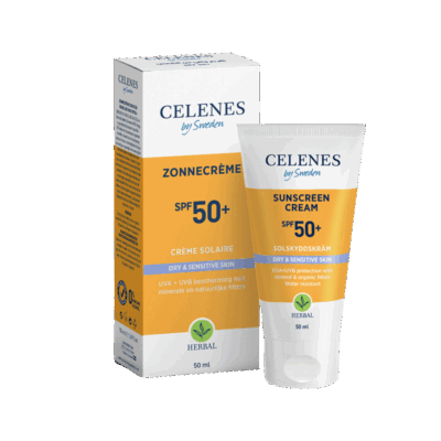Bescherm en verzorg je huid optimaal met Celenes by Sweden Herbal Zonnecrème SPF50 Gevoelige & Droge Huid 50ml. Deze rijke, snel absorberende crème biedt zeer hoge bescherming tegen UVA- en UVB-stralen en kalmeert en hydrateert de huid intens. Ideaal voor dagelijks gebruik, speciaal ontwikkeld voor de gevoelige en droge huid.