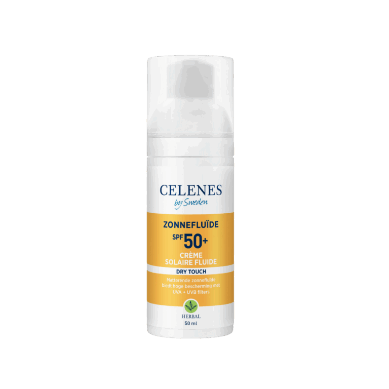 Bescherm je huid dagelijks tegen de zon met Celenes by Sweden Herbal Zonnefluide Dry Touch SPF50 50ml. Deze lichte, snel absorberende zonnefluide biedt brede bescherming tegen UVA- en UVB-stralen en is geschikt voor alle huidtypes. Verrijkt met natuurlijke, plantaardige ingrediënten die de huid hydrateren en kalmeren, voor een gezonde en soepele huid.