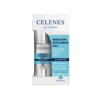 Verkwik en ontgift je huid met Celenes Thermal 3in1 Refresh Detox Serum 30ml. Dit multifunctionele serum combineert hydraterende, revitaliserende en zuiverende eigenschappen in één formule. Verrijkt met thermale mineralen en antioxidanten, helpt het serum de huid te versterken, te beschermen tegen schadelijke invloeden van buitenaf en een stralende, frisse teint te behouden.