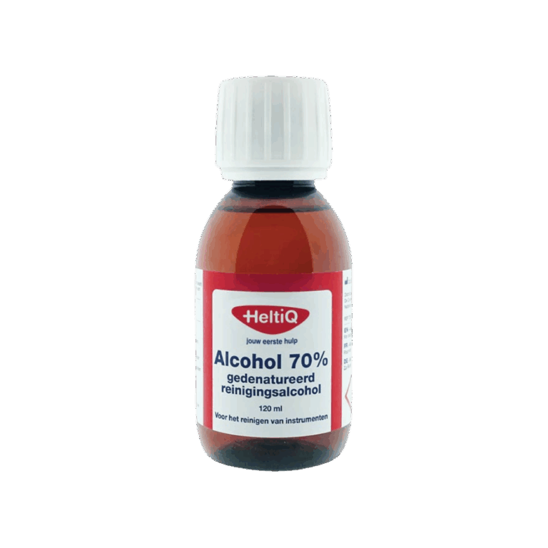 Met de HeltiQ Alcohol 70% 120ml reinig en desinfecteer je effectief de huid. Onmisbaar in elk huishouden of EHBO-set en geschikt voor het ontsmetten van kleine wondjes en het schoonmaken van de huid vóór medische handelingen.
