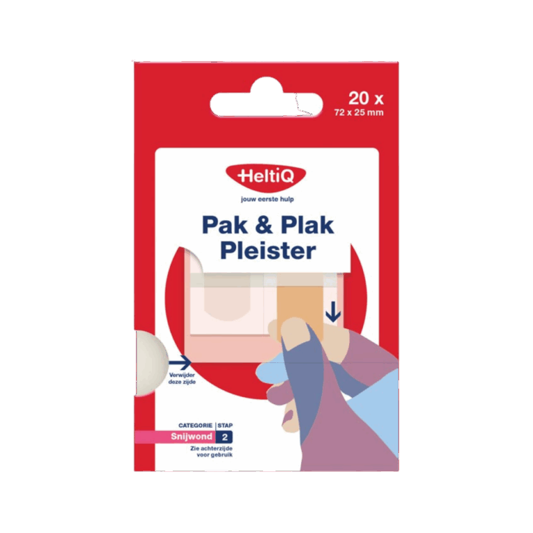 De HeltiQ Pak & Plak Pleisters 20st zijn ideaal voor het snel en hygiënisch afdekken van kleine wondjes, sneetjes en schaafwonden. Dankzij de betrouwbare kleeflaag blijven ze goed zitten, terwijl het zachte materiaal de huid laat ademen. Handig verpakt en altijd klaar voor gebruik, of je nu thuis bent, onderweg of op het werk. Verkrijgbaar in drie varianten: Roze, Textiel en Groen | Textiel