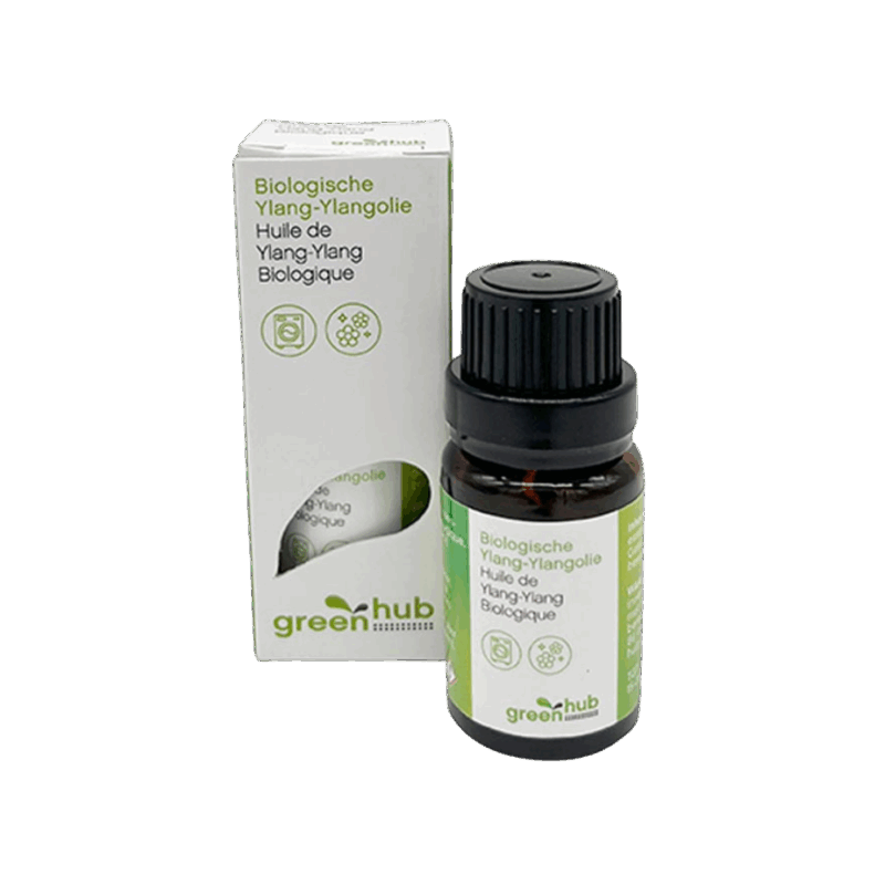 Greenhub Bio Etherische Ylang-Ylangolie 10ml is een exotische en bloemige olie die ontspanning en welzijn bevordert. De olie wordt biologisch gewonnen uit de bloemen van de Cananga odorata en staat bekend om haar kalmerende, harmoniserende en verzorgende eigenschappen. Ideaal voor gebruik in aromatherapie, massage of als natuurlijke geurverfrisser in huis.