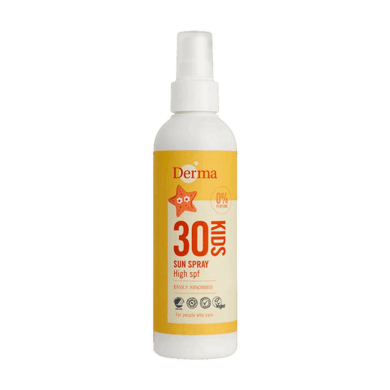 Derma Sun Kids Lotion Spray SPF30 biedt een betrouwbare en milde bescherming tegen UVA- en UVB-straling voor de gevoelige huid van kinderen. De lotion trekt snel in, hydrateert en verzorgt de huid, en laat geen witte waas achter. Dankzij het handige spraysysteem is het eenvoudig en gelijkmatig aan te brengen, ook bij actieve kinderen.