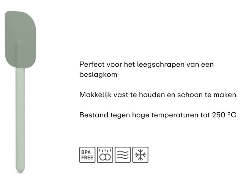 De Mepal Spatel Chef It is onmisbaar in elke keuken. Deze stevige, hittebestendige spatel is perfect voor het roeren, omdraaien en uitscheppen van gerechten — van luchtige pannenkoeken tot romige sauzen. Dankzij het ergonomische handvat ligt hij comfortabel in de hand, en met zijn stijlvolle design past hij in elke moderne keuken. Verkrijgbaar in drie kleuren: Chalk, Navy en Nordic Sage.
