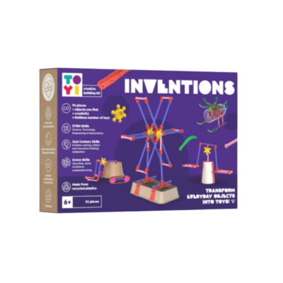 De Toyi Bouwpakket Uitvindingen is een avontuurlijke en creatieve set waarmee kinderen hun eigen unieke machines, gadgets en fantasierijke uitvindingen kunnen bouwen. Met deze set kunnen ze bestaande objecten transformeren en hun eigen innovatieve creaties bedenken. Perfect voor vrij spel, workshops, scholen en groepactiviteiten. Duurzaam, herbruikbaar en combineerbaar met andere Toyi-sets.