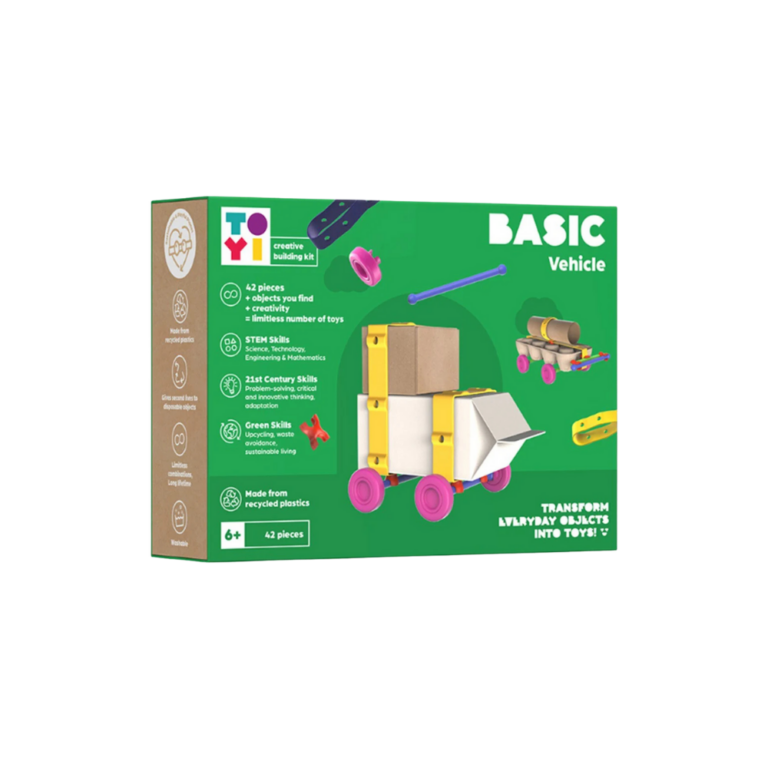 De Toyi Bouwpakket Basis Voertuigen Kit is een speelse en creatieve bouwset waarmee kinderen hun eigen voertuigen kunnen maken van alledaagse objecten en de bijgeleverde onderdelen. Met deze set kunnen ze auto’s, vrachtwagens, boten en andere wielen- en constructiegerelateerde projecten bouwen. Ideaal voor kinderen die houden van bouwen, ontdekken en experimenteren met beweging en mechanica. Duurzaam, herbruikbaar en eindeloos combineerbaar.
