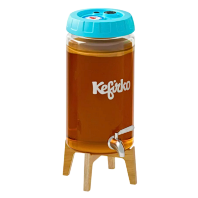 Met de Kefirko Kombucha Fermentatiepot maak je eenvoudig je eigen kombucha thuis. Dankzij de handige drankdispenser tap je de gefermenteerde drank direct uit de pot, zonder gedoe. De 4L inhoud is ideaal voor gezinnen of voor het maken van grotere batches, en het stijlvolle blauwe ontwerp geeft je keuken een frisse uitstraling.