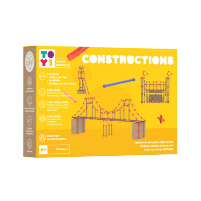 De Toyi Bouwpakket Constructies is een creatieve en uitgebreide bouwset waarmee kinderen en volwassenen hun verbeelding de vrije loop kunnen laten. Met deze set kunnen ze indrukwekkende structuren bouwen zoals torens, bruggen, voertuigen en fantasiefiguren. Ideaal voor langere spelmomenten, klaslokalen, workshops en creatieve projecten. Duurzaam, herbruikbaar en ontworpen om eindeloos te combineren met andere Toyi-sets.