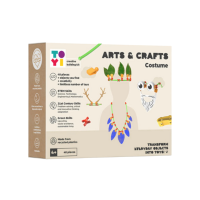 De Toyi Bouwpakket Kostuum is een fantasierijke bouwset waarmee kinderen (en volwassenen die hun creatieve geest willen behouden) hun eigen kostuums en accessoires kunnen ontwerpen. Met deze set kunnen ze kledingstukken, maskers of volledige outfits omtoveren met hun eigen creatieve touch. Ideaal voor verkleedfeestjes, scholen, workshops of gewoon vrij spel. Duurzaam, herbruikbaar en eindeloos te combineren met andere Toyi-sets.