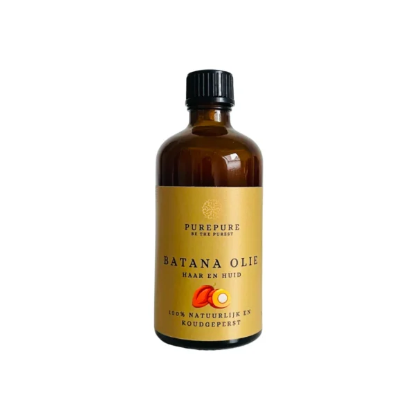 PUREPURE Batana Olie Koudgeperst Natuurlijk is een 100% pure, biologische olie die bekend staat om zijn herstellende en voedende eigenschappen. De olie helpt droog en beschadigd haar te herstellen, versterkt de haarstructuur en hydrateert de huid intensief.