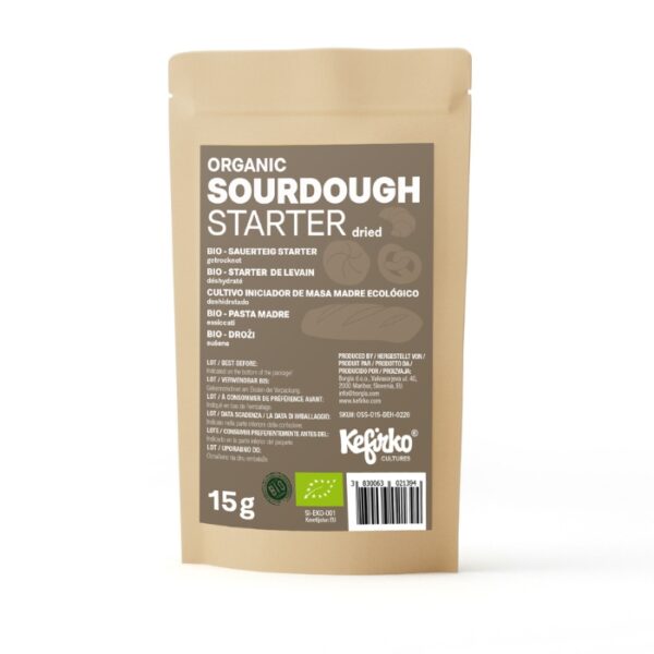 De Kefirko Biologische Zuurdesemstarter maakt het eenvoudig om thuis je eigen gezonde, smaakvolle zuurdesembrood te bakken. Deze starter is gedroogd voor een lange houdbaarheid en bevat zorgvuldig geselecteerde biologische ingrediënten die zorgen voor een actief en krachtig gistingsproces. Ideaal voor thuisbakkers die natuurlijke en ambachtelijke broodproducten willen maken.