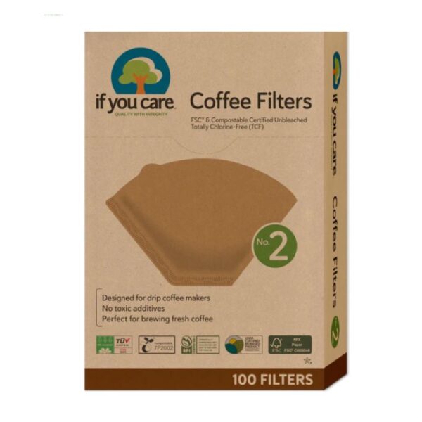 De If You Care Koffiefilters No. 2 zijn gemaakt van ongebleekt, duurzaam papier en geschikt voor een perfecte kop koffie. Dankzij het natuurlijke materiaal behouden de filters de smaak van je koffie en zijn ze milieuvriendelijk. Ideaal voor dagelijks gebruik in je koffiezetapparaat.