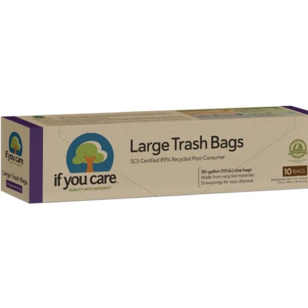 De If You Care Afvalzakken XL van 113 liter zijn ideaal voor grotere afvalemmers en toepassingen zoals buitenafval, kantoor of tuin. Gemaakt van gerecycled materiaal en voorzien van een praktische trekband, zijn deze zakken sterk, milieuvriendelijk en gemakkelijk in gebruik.