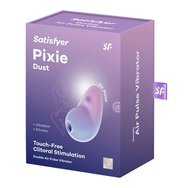 De Satisfyer Pixie Dust Violet/Roze is een compacte, speelse luchtdrukstimulator met de befaamde Air Pulse-technologie. Het zachte siliconen mondstuk sluit comfortabel aan op het lichaam en levert pulserende, contactloze sensaties voor intens genot. Met een ergonomisch ontwerp, fluisterstille werking en waterproof eigenschappen is dit een premium keuze die makkelijk schoon te maken en op te laden is. Perfect voor onderweg of thuis.