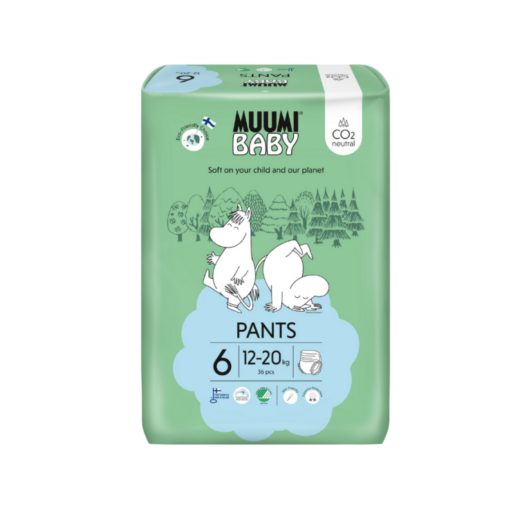 Muumi Baby Luierbroekjes Maat 6 (12-20 kg) – 26 stuks zijn speciaal ontwikkeld voor kinderen van 12 tot 20 kg. Met hun zachte, ademende materialen bieden ze maximale bescherming en comfort voor de gevoelige huid van je kleintje. De luierbroekjes combineren betrouwbare absorptie met een perfecte pasvorm, zodat je kindje droog en vrolijk blijft, ook tijdens actieve momenten.
