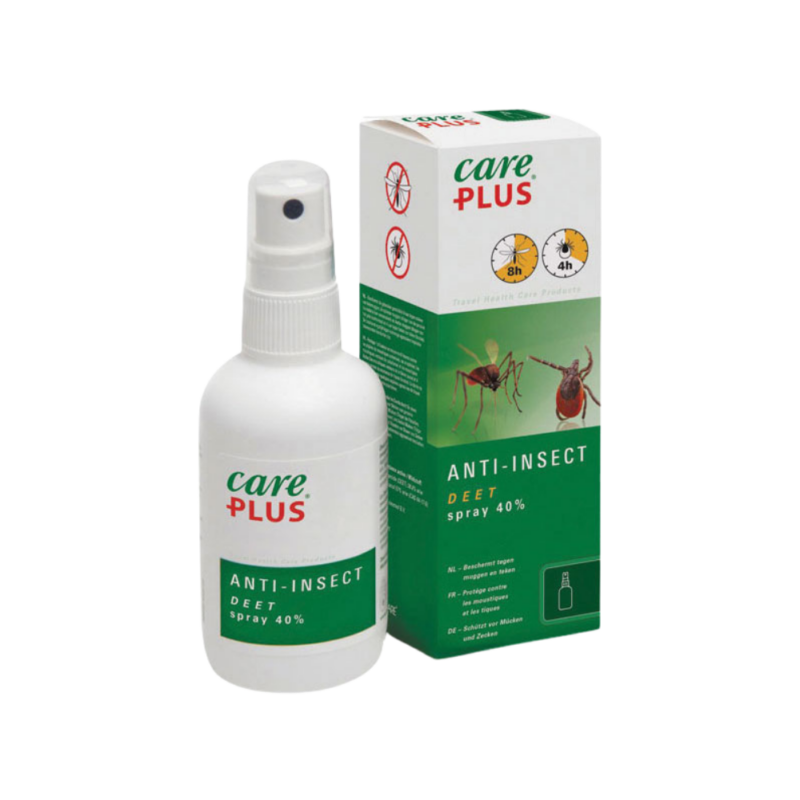 Care Plus DEET Anti Insect 40% Spray 100 ml is een krachtige insectenwerende spray met 40 % DEET voor betrouwbare bescherming tegen muggen, teken en andere bijtende insecten. Door de hoge concentratie DEET biedt deze spray langdurige werking, ideaal voor reizen naar tropische of insectrijke gebieden, boswandelingen, campingavonturen en buitenactiviteiten waar effectieve bescherming cruciaal is.