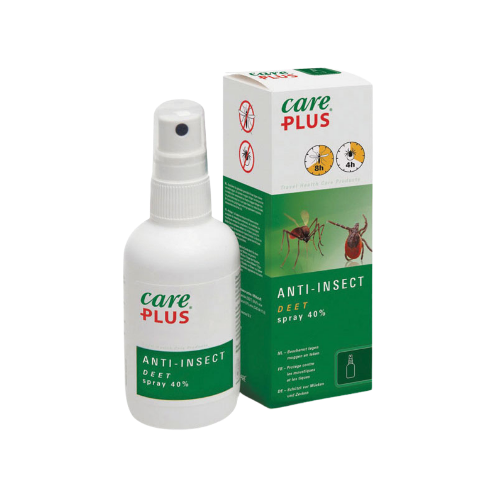 Care Plus DEET Anti Insect 40% Spray 100 ml is een krachtige insectenwerende spray met 40 % DEET voor betrouwbare bescherming tegen muggen, teken en andere bijtende insecten. Door de hoge concentratie DEET biedt deze spray langdurige werking, ideaal voor reizen naar tropische of insectrijke gebieden, boswandelingen, campingavonturen en buitenactiviteiten waar effectieve bescherming cruciaal is.