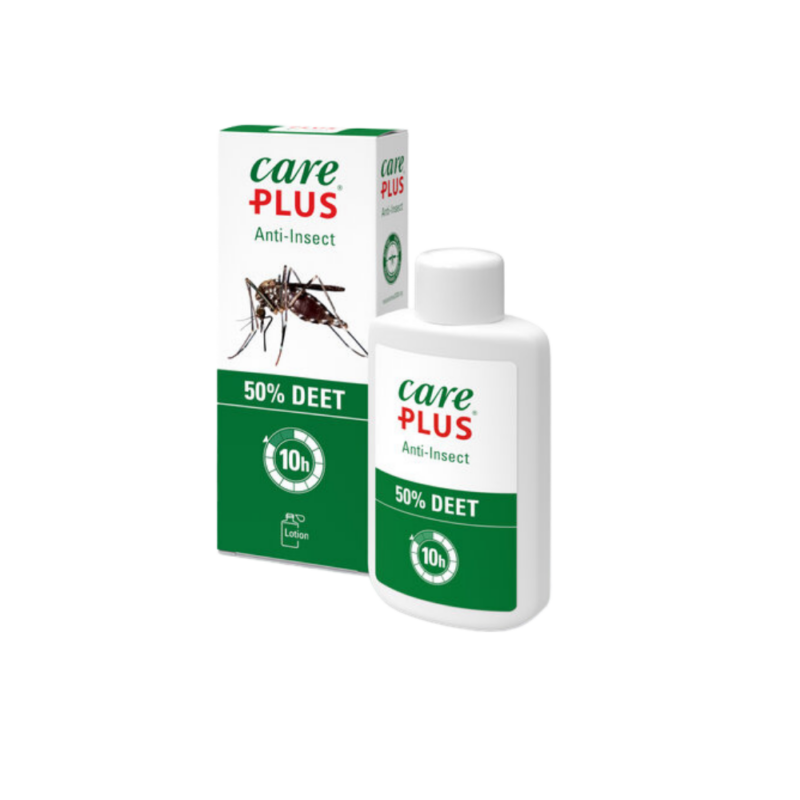 Care Plus DEET Anti Insect 50% Lotion 50 ml is een krachtige insectenwerende lotion met 50 % DEET, speciaal ontwikkeld om muggen, teken en andere vervelende insecten langdurig op afstand te houden. DEET is wereldwijd erkend als een van de meest effectieve beschermende stoffen tegen beten, waardoor dit product ideaal is voor reizen, kamperen, boswandelingen of tropische bestemmingen waar insectenziekten een risico kunnen vormen.