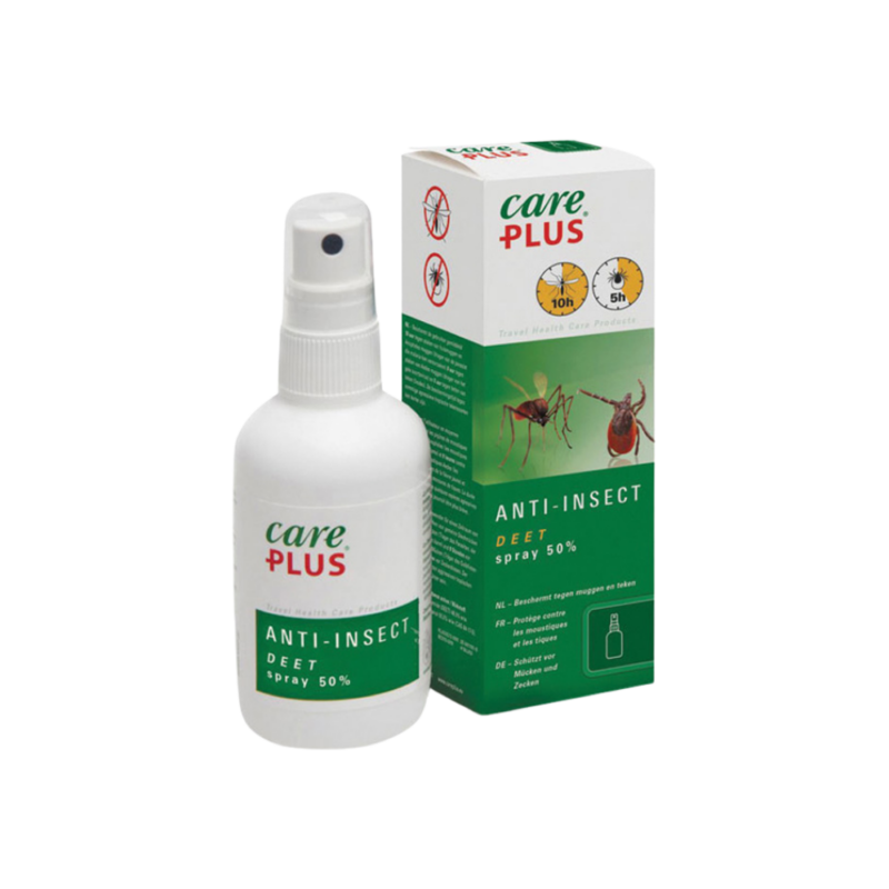 Care Plus DEET Anti Insect 50% Spray – 60 ml is een krachtige insectenwerende spray met 50 % DEET, ideaal voor bescherming tegen muggen, teken en andere bijtende insecten. Door de praktische sprayverpakking is het makkelijk aan te brengen op huid en lichte kleding, waardoor je snel en effectief beschermd bent tijdens reizen, outdoor-activiteiten of boswandelingen.