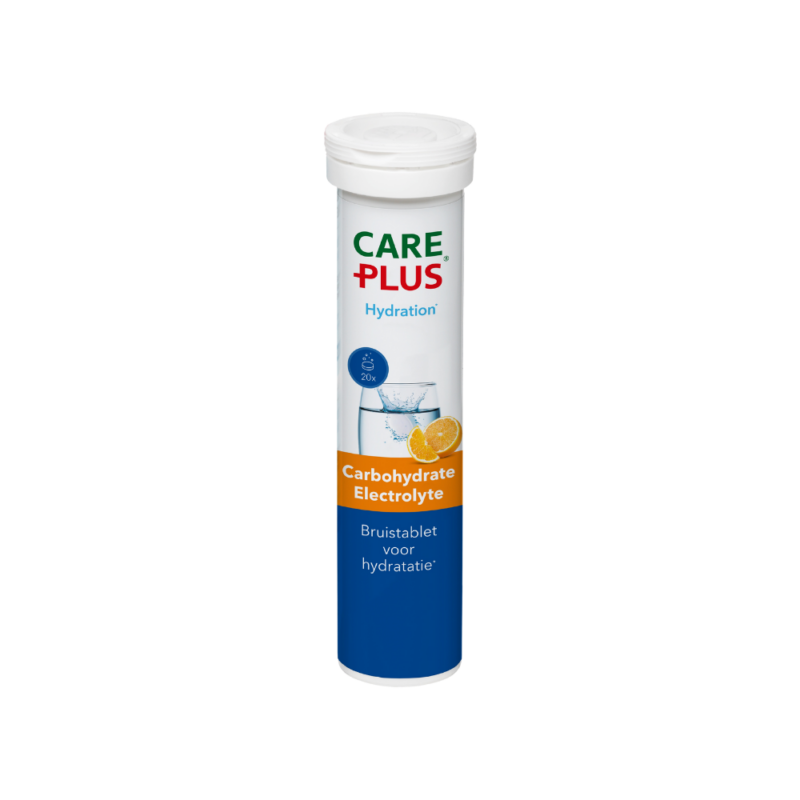 Care Plus Carbohydrate Electrolyte Bruistabletten Sinaasappel 20 stuks helpen het lichaam bij het aanvullen van vocht, mineralen en energie tijdens inspanning, warm weer of reizen. Deze bruistabletten met frisse sinaasappelsmaak combineren koolhydraten en elektrolyten en ondersteunen zo het herstel bij vochtverlies. Ideaal voor sporters, actieve buitenmensen en iedereen die extra hydratatie nodig heeft.