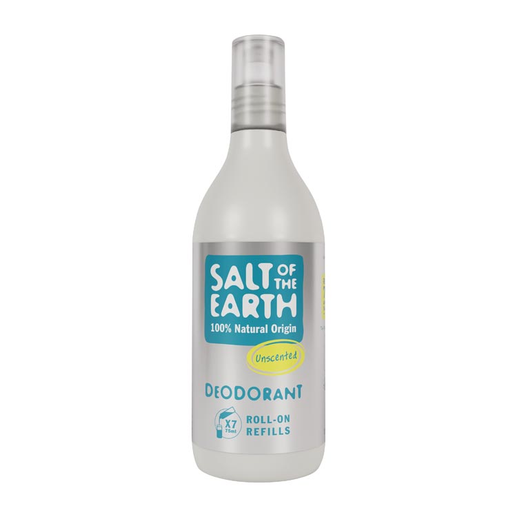 De Salt of the Earth Navulfles Deoroller Parfumvrij 500 ml is een natuurlijke, parfumvrije navulfles voor gebruik met je favoriete deoroller. Deze navulverpakking is ideaal voor wie kiest voor een duurzame en milieuvriendelijke oplossing zonder concessies te doen aan werking of frisheid. De geurloze formule is geschikt voor de gevoelige huid en biedt langdurige bescherming tegen geurtjes.